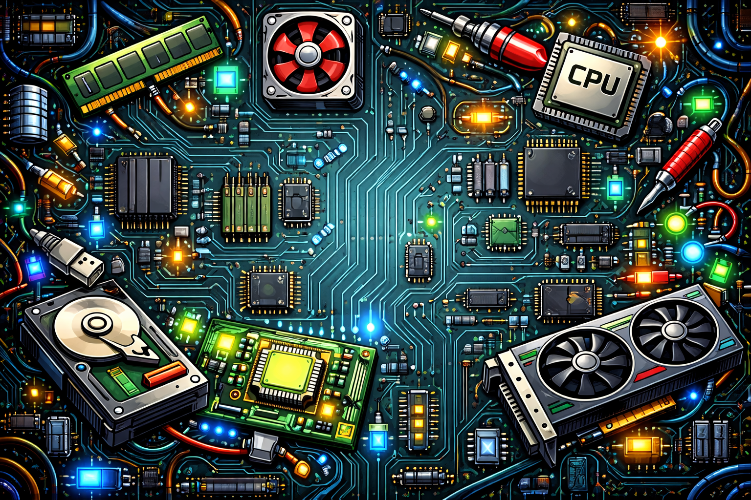 Motherboard wireframe